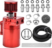 DURAFORCE Oil Catch Can Kit Reservoir Red Tank with Breather Filter Universal Aluminum