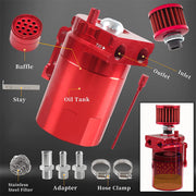 DURAFORCE Oil Catch Can Kit Reservoir Red Tank with Breather Filter Universal Aluminum