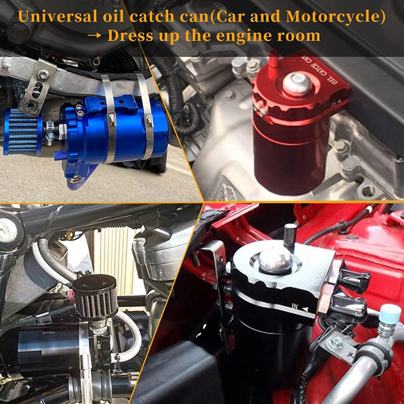DURAFORCE Oil Catch Can Kit Reservoir Red Tank with Breather Filter Universal Aluminum