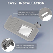 DURAFORCE Passenger Side Sun Visor for 2007-2011 Toyota Camry With Sunroof Light Gray
