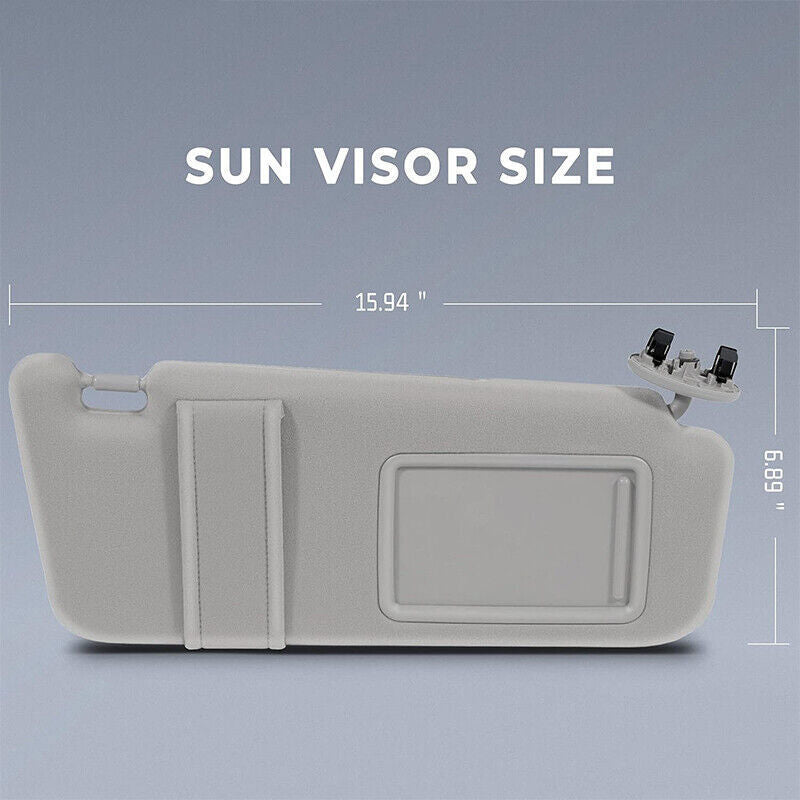 DURAFORCE Passenger Side Sun Visor for 2007-2011 Toyota Camry With Sunroof Light Gray