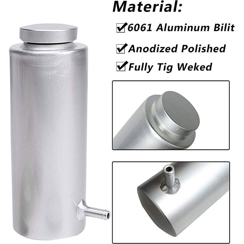 DURAFORCE Universal Sliver Radiator Coolant Aluminum Catch Tank Overflow Reservoir 800ML