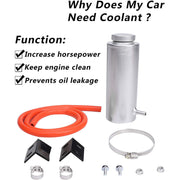 DURAFORCE Universal Sliver Radiator Coolant Aluminum Catch Tank Overflow Reservoir 800ML