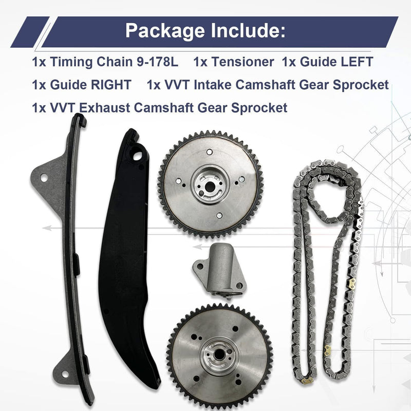 DURAFORCE Timing Chain Kit VVT Gears for 2017-20 Hyundai Tucson Elantra Kia Soul Forte 2.0