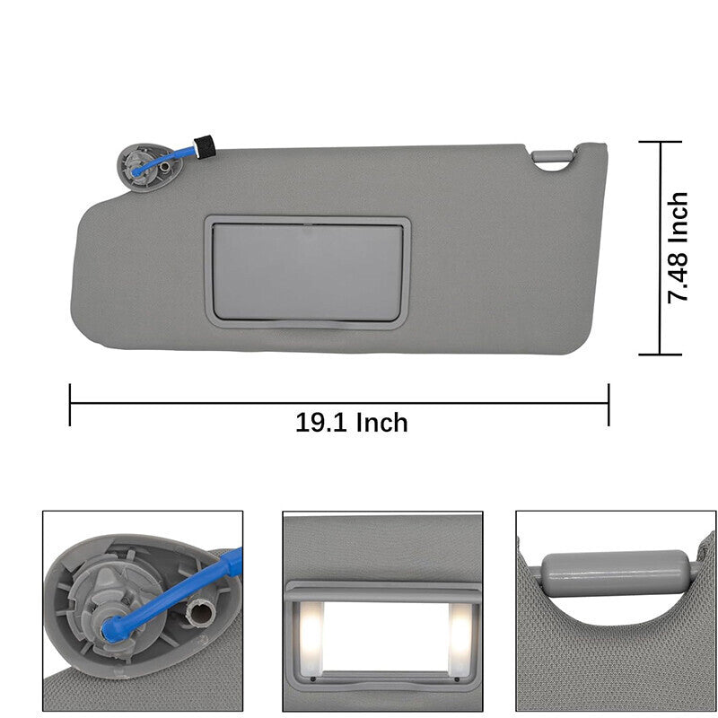 DURAFORCE Left Driver Side Sun Visor w/ Light For Honda Pilot 2009-2015 83280SZAA01ZA