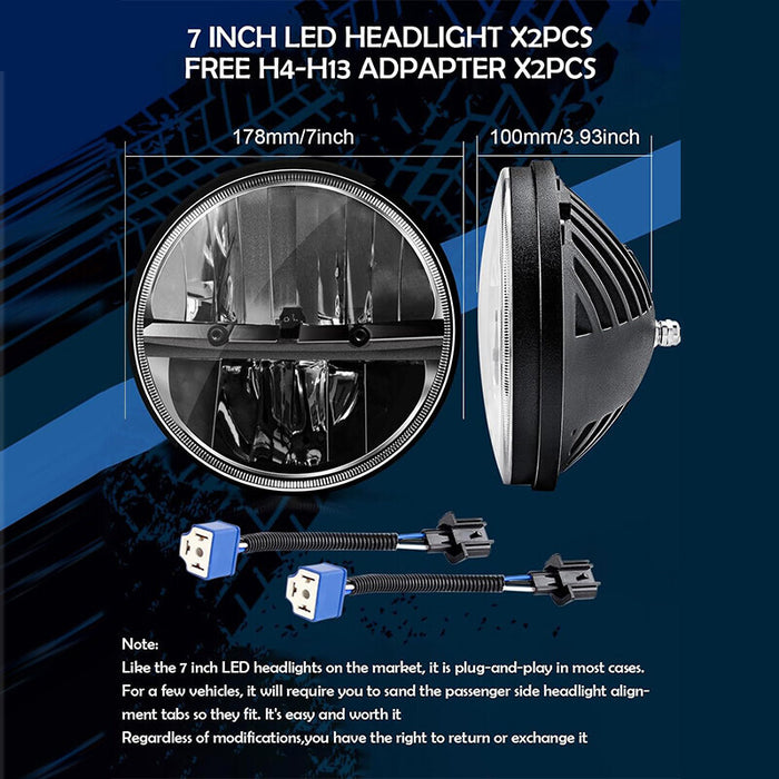 DURAFORCE 2PCS 7"inch Round LED Headlights Turn Signal Fit For Chevy Truck 1947-1957 New