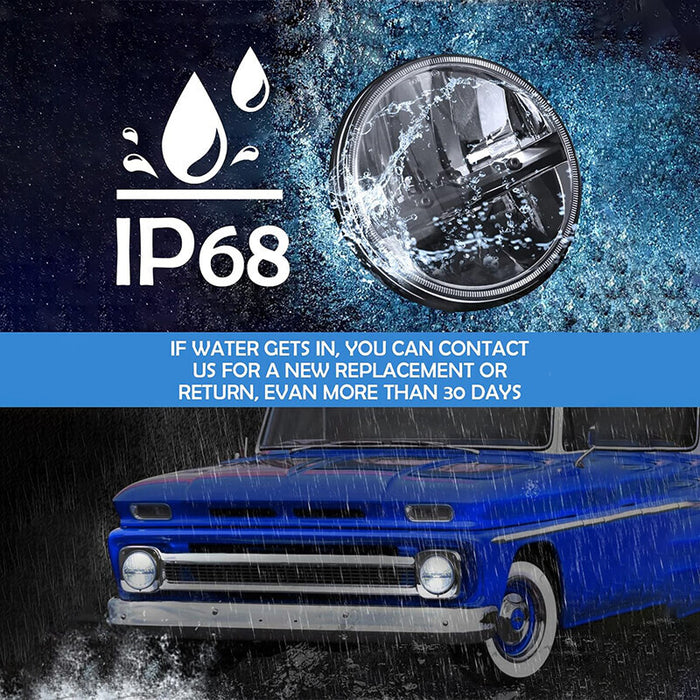 DURAFORCE 2PCS 7"inch Round LED Headlights Turn Signal Fit For Chevy Truck 1947-1957 New