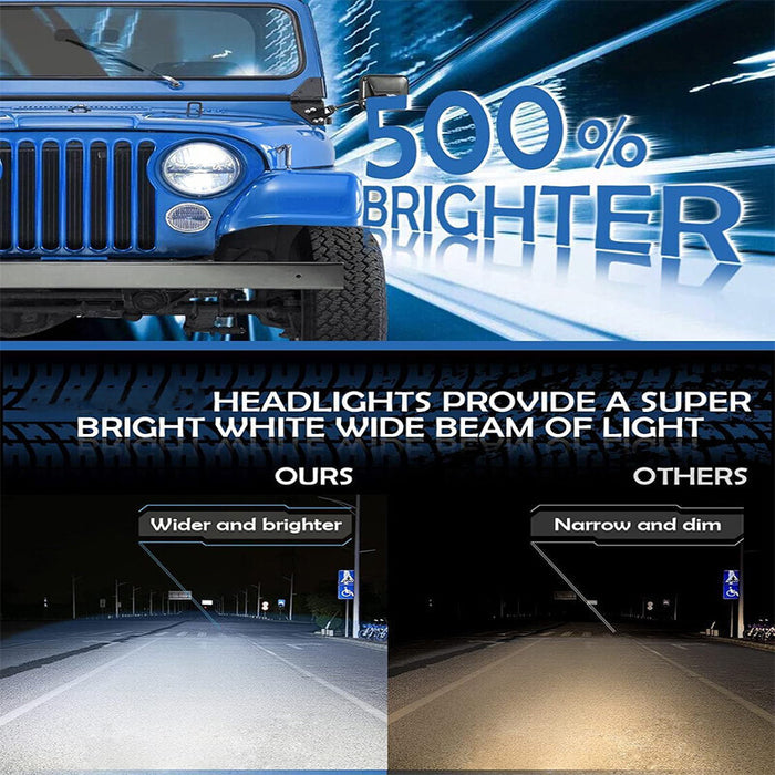 DURAFORCE 2PCS 7"inch Round LED Headlights Turn Signal Fit For Chevy Truck 1947-1957 New