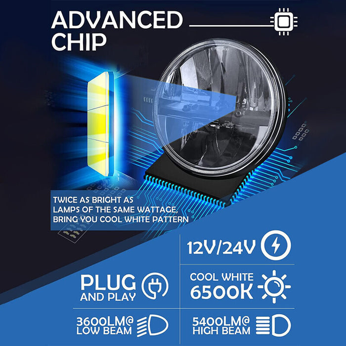 DURAFORCE 2PCS 7"inch Round LED Headlights Turn Signal Fit For Chevy Truck 1947-1957 New