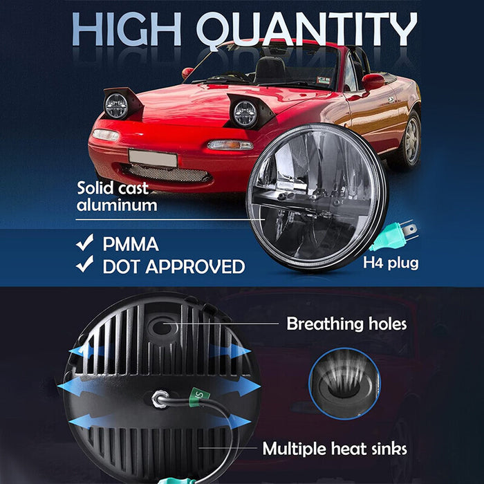 DURAFORCE 2PCS 7"inch Round LED Headlights Turn Signal Fit For Chevy Truck 1947-1957 New