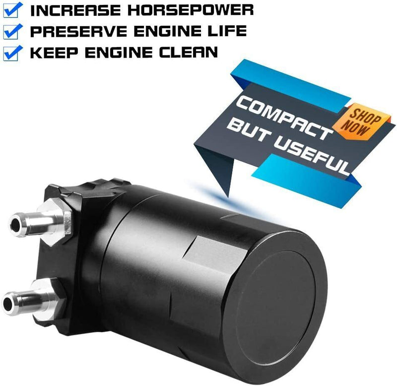 DURAFORCE Baffled Oil Catch Can Kit Reservoir Tank with Dipstick Fuel Hose Line Bracket