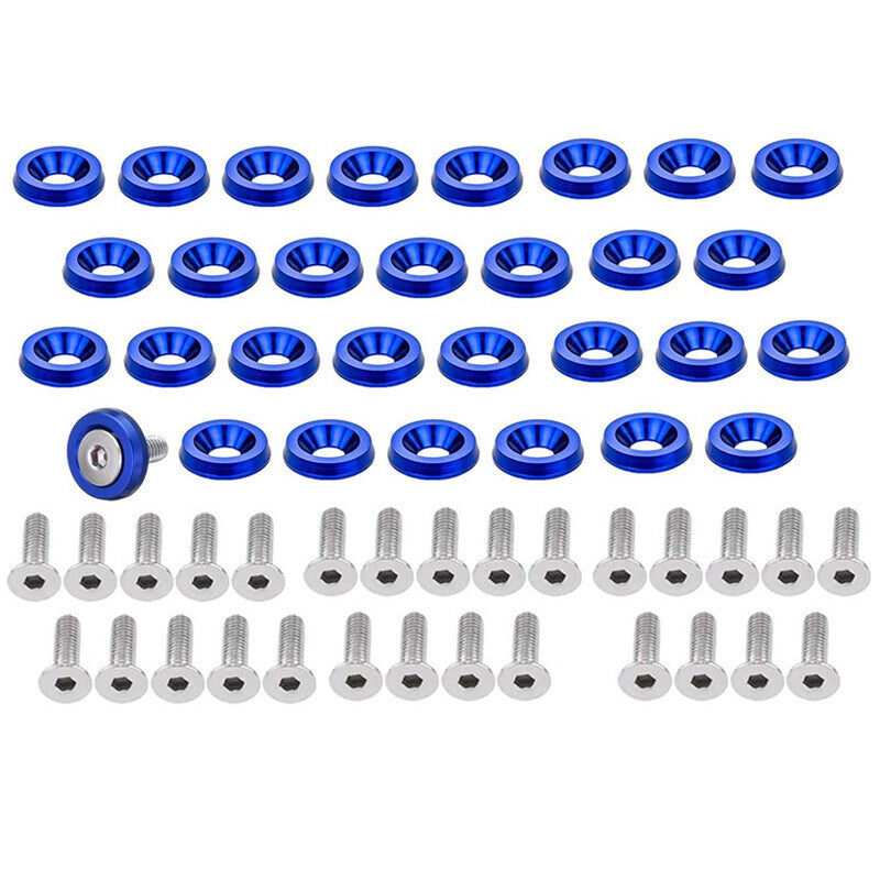 DURAFORCE 30X Aluminum Fender Bumper Washers M6x20mm CNC Billet Bolt Engine Dress Up Kits
