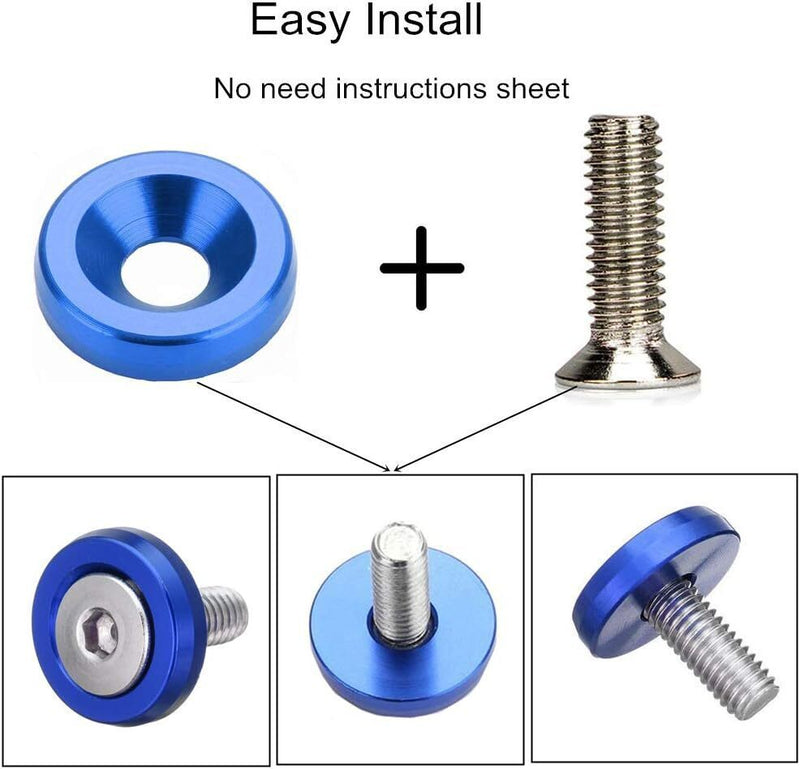 DURAFORCE 30X Aluminum Fender Bumper Washers M6x20mm CNC Billet Bolt Engine Dress Up Kits