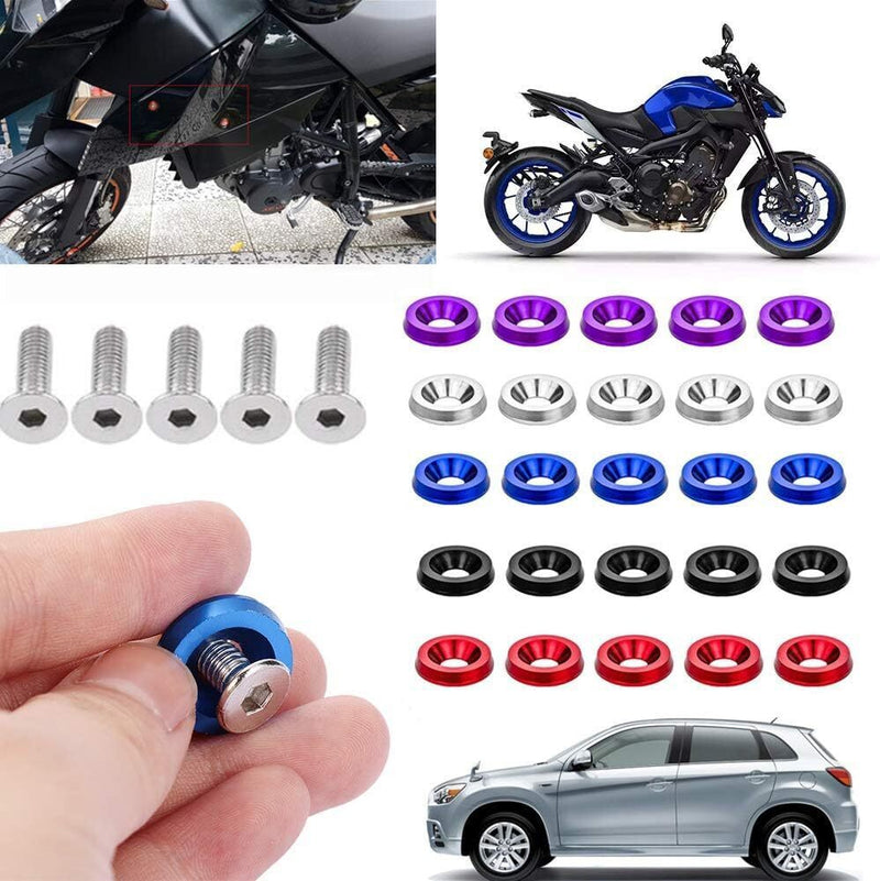 DURAFORCE 30X Aluminum Fender Bumper Washers M6x20mm CNC Billet Bolt Engine Dress Up Kits
