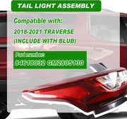 DURAFORCE LED Tail Light Lamp Outside for 2018-2021 Chevrolet Traverse Right Passenger