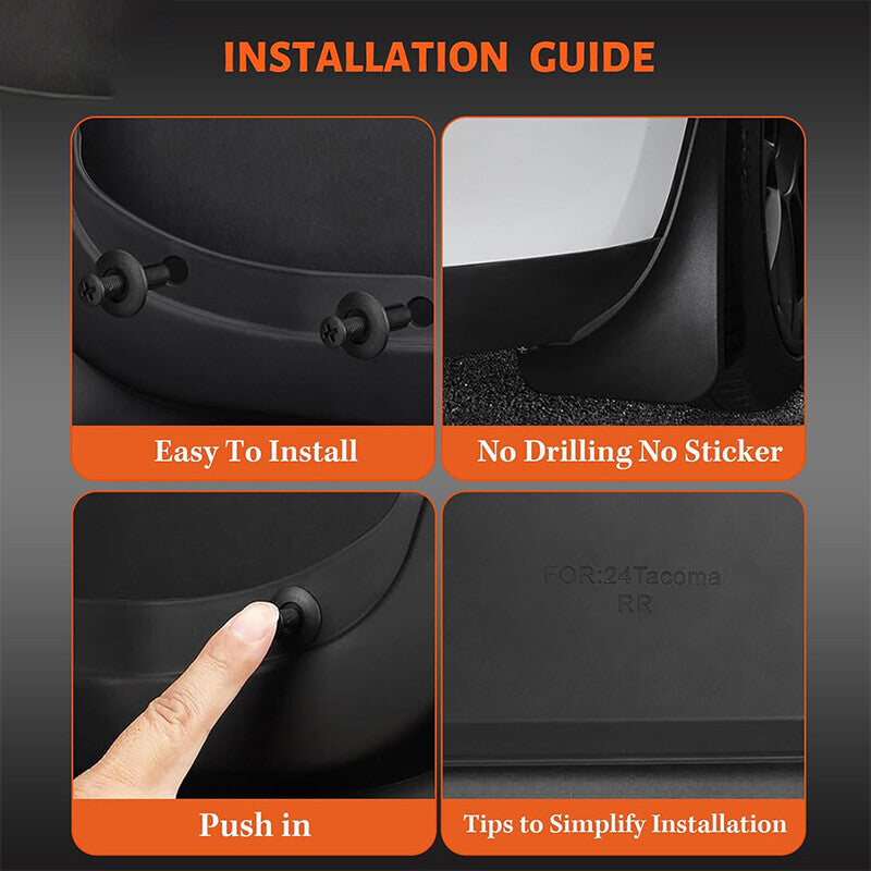 DURAFORCE 4Pcs Front Rear Splash Guards Mud Flaps Mudguard For Toyota Tacoma 2024-2025
