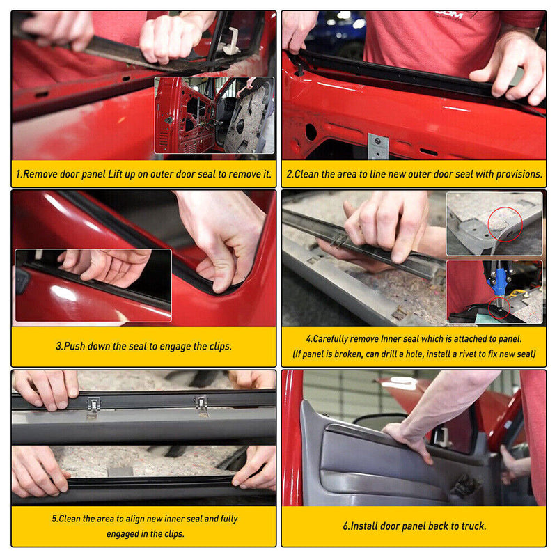 DURAFORCE FOR 1987-1997 FORD F150 F250 F350 DOOR WINDOW BELT SEAL WEATHERSTRIP 4 PIECE SET