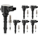 DURAFORCE 6pcs Ignition Coil & Spark Plug Pack for Mercedes-Benz ML350 E350 C300 S550