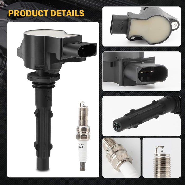 DURAFORCE 6pcs Ignition Coil & Spark Plug Pack for Mercedes-Benz ML350 E350 C300 S550