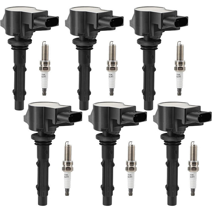 DURAFORCE 6pcs Ignition Coil & Spark Plug Pack for Mercedes-Benz ML350 E350 C300 S550