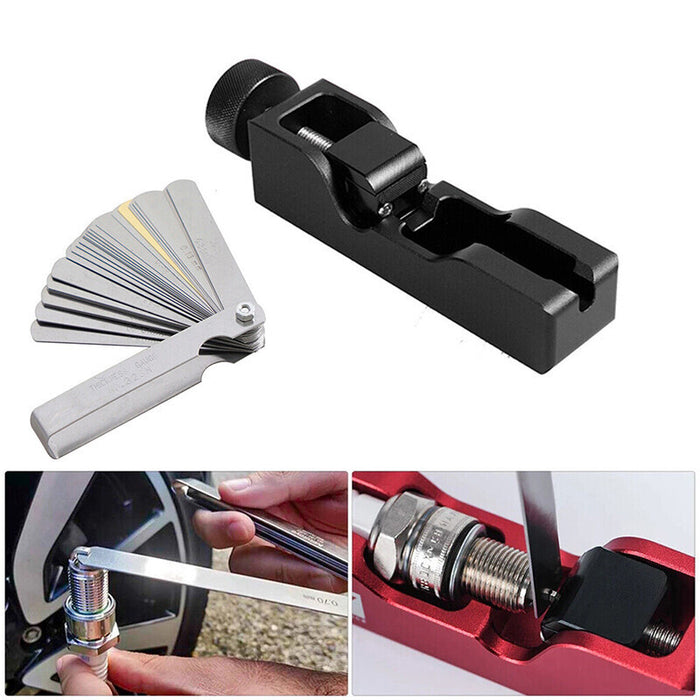 DURAFORCE Spark Plug Gap Tool & 32 Blades Metric Feeler Gauge Gap Filler Measuring Tools