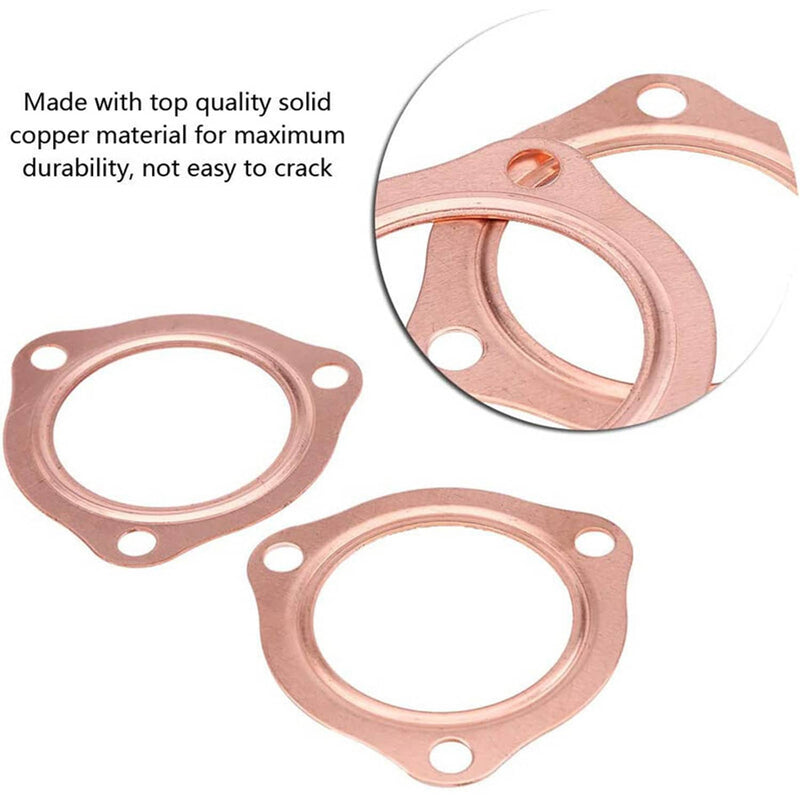 DURAFORCE For 2-1/2" Reusable Aluminum 3-Hole Exhaust Header Collector Flange Gaskets 2.5"