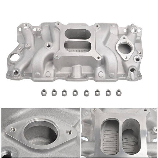 DURAFORCE Aluminum Dual Plane Intake Manifold for SBC Small Block Chevy 350 400 1955-1995