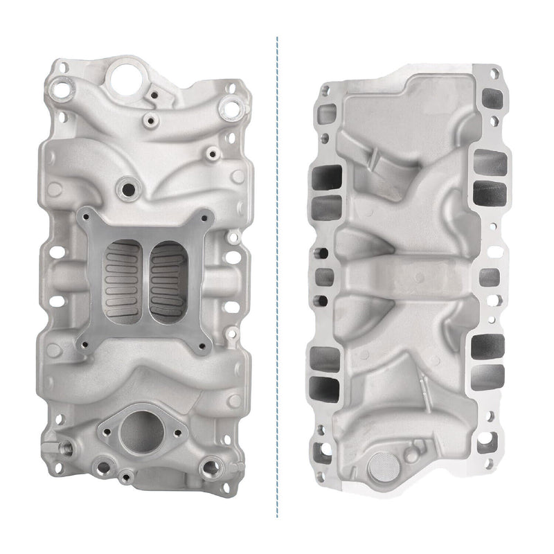 DURAFORCE Aluminum Dual Plane Intake Manifold for SBC Small Block Chevy 350 400 1955-1995
