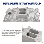 DURAFORCE Aluminum Dual Plane Intake Manifold for SBC Small Block Chevy 350 400 1955-1995