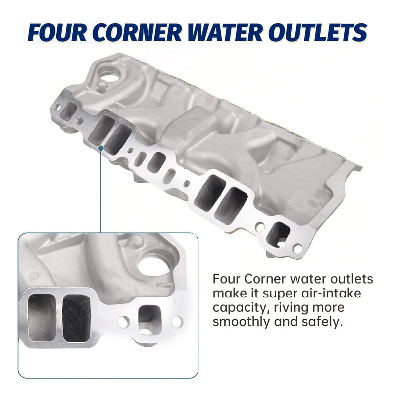 DURAFORCE Aluminum Dual Plane Intake Manifold for SBC Small Block Chevy 350 400 1955-1995