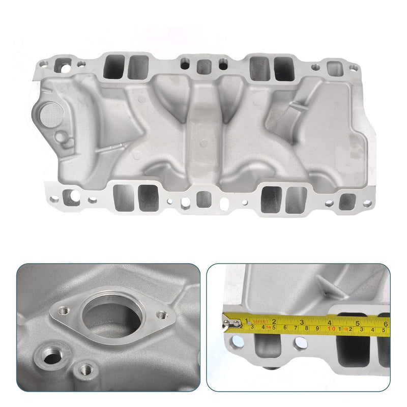 DURAFORCE Aluminum Dual Plane Intake Manifold for SBC Small Block Chevy 350 400 1955-1995