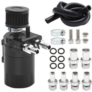 DURAFORCE Engine Oil Catch Can Tank Kit with Breather Filter 300ml Aluminum Polish Black