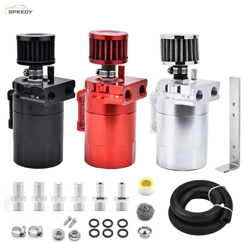 DURAFORCE Oil Catch Can Tank Kit Polish Baffled Reservoir with Breather Filter Universal A
