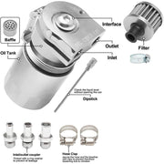 DURAFORCE Oil Catch Can Tank Kit Polish Baffled Reservoir with Breather Filter Universal A