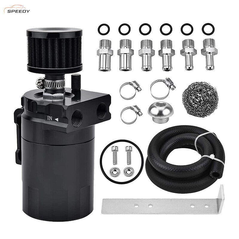 DURAFORCE Oil Catch Can Tank Kit Polish Baffled Reservoir with Breather Filter Universal A