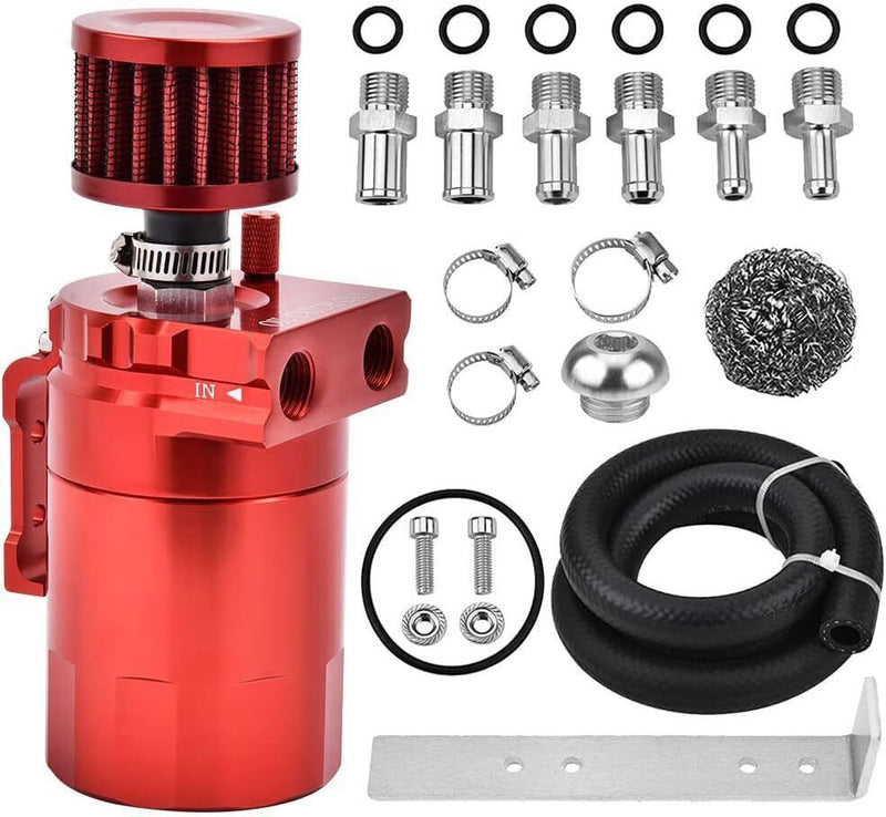 DURAFORCE Oil Catch Can Tank Kit Polish Baffled Reservoir with Breather Filter Universal A