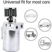 DURAFORCE Oil Catch Can Tank Kit Polish Baffled Reservoir with Breather Filter Universal A