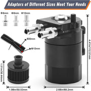 DURAFORCE Alumnium Baffled Oil Catch Can Oil Separator Kit Reservoir Tank with Breather BK