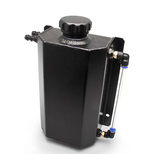 DURAFORCE 2L Black Universal Coolant Radiator Overflow Tank Expansion Reservoir Aluminum C
