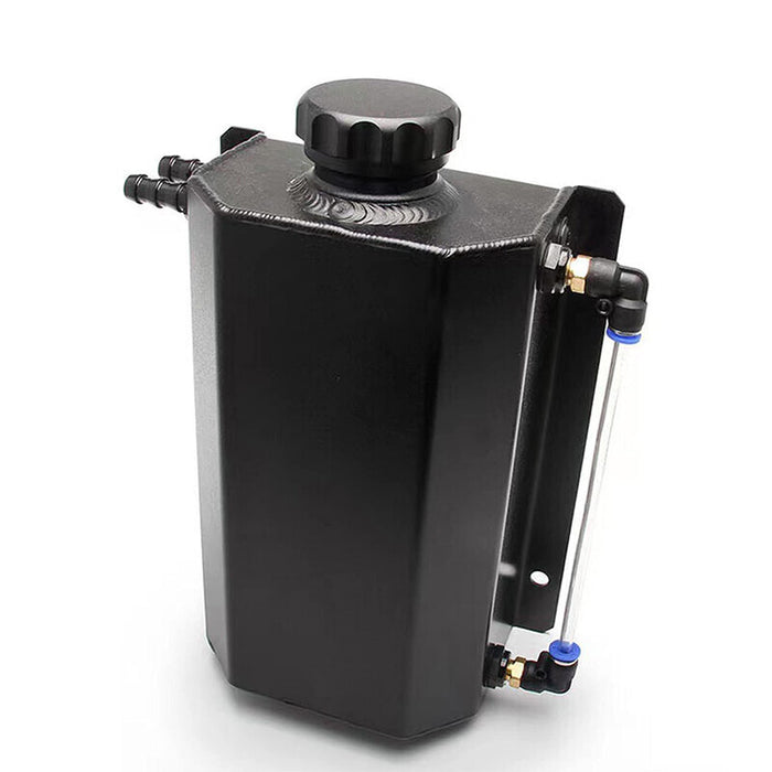 DURAFORCE 2L Black Universal Coolant Radiator Overflow Tank Expansion Reservoir Aluminum C
