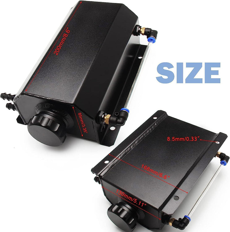 DURAFORCE 2L Black Universal Coolant Radiator Overflow Tank Expansion Reservoir Aluminum C