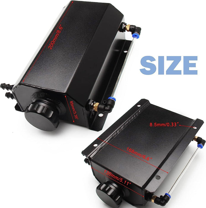 DURAFORCE 2L Black Universal Coolant Radiator Overflow Tank Expansion Reservoir Aluminum C