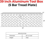DURAFORCE 39"x13"x10" Aluminum For Pickup Truck Trunk Bed Tool Box Trailer Storage W/ Lock