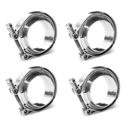 DURAFORCE 4PCS 3.5" Inch V Band Flange & Clamp Kit For Turbo Pipes Stainless Steel