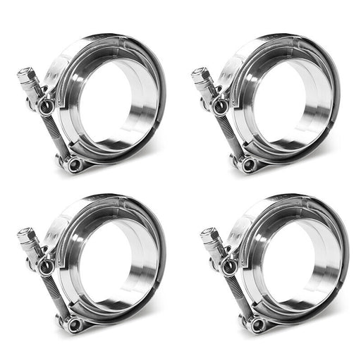 DURAFORCE 4PCS 3.5" Inch V Band Flange & Clamp Kit For Turbo Pipes Stainless Steel