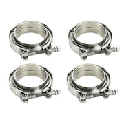 DURAFORCE 4PCS 3.5" Inch V Band Flange & Clamp Kit For Turbo Pipes Stainless Steel