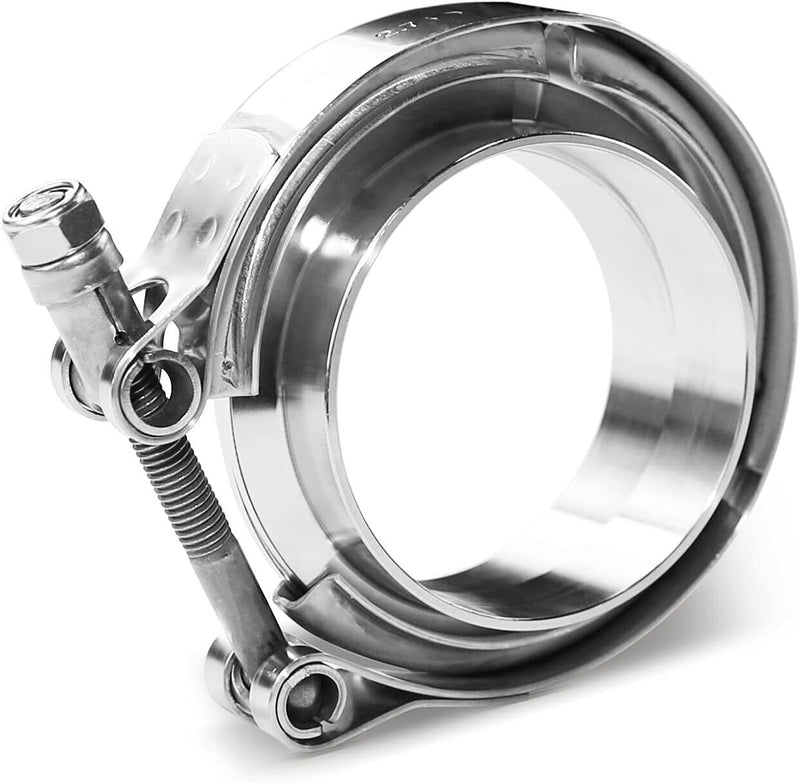 DURAFORCE 4PCS 3.5" Inch V Band Flange & Clamp Kit For Turbo Pipes Stainless Steel