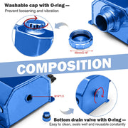 DURAFORCE 2L Blue Aluminum Coolant Radiator Overflow Reservoir Expansion Water Tank