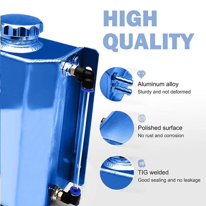 DURAFORCE 2L Blue Aluminum Coolant Radiator Overflow Reservoir Expansion Water Tank