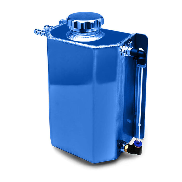 DURAFORCE 2L Blue Aluminum Coolant Radiator Overflow Reservoir Expansion Water Tank